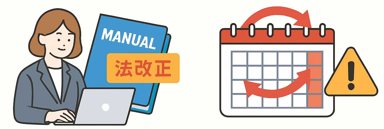 定期的なアップデートで最新情報を提供、法改正・市場変化に対応！！